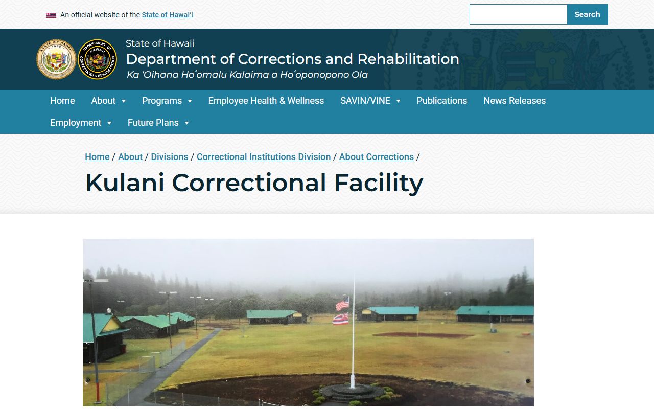 Hawaii County Kulani Correctional Facility inmate population minimum security site