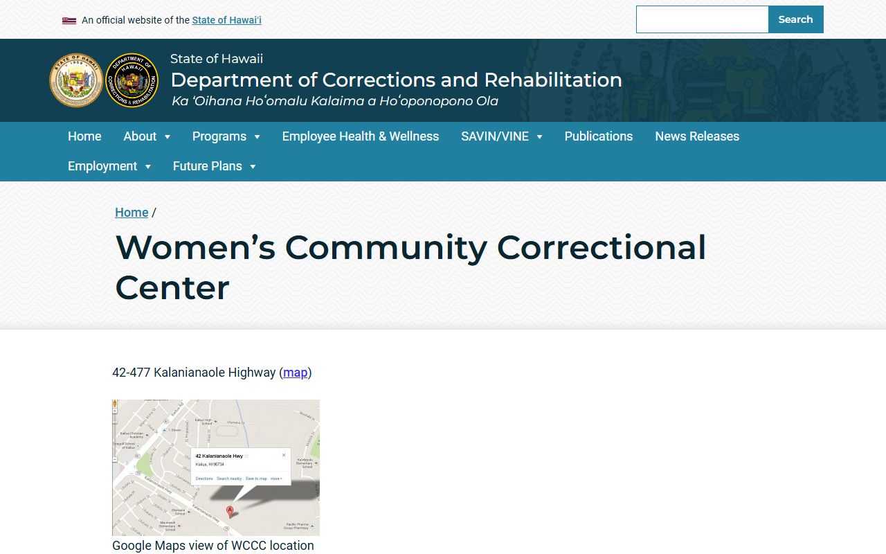 East Honolulu women's inmate population at WCCC Kailua