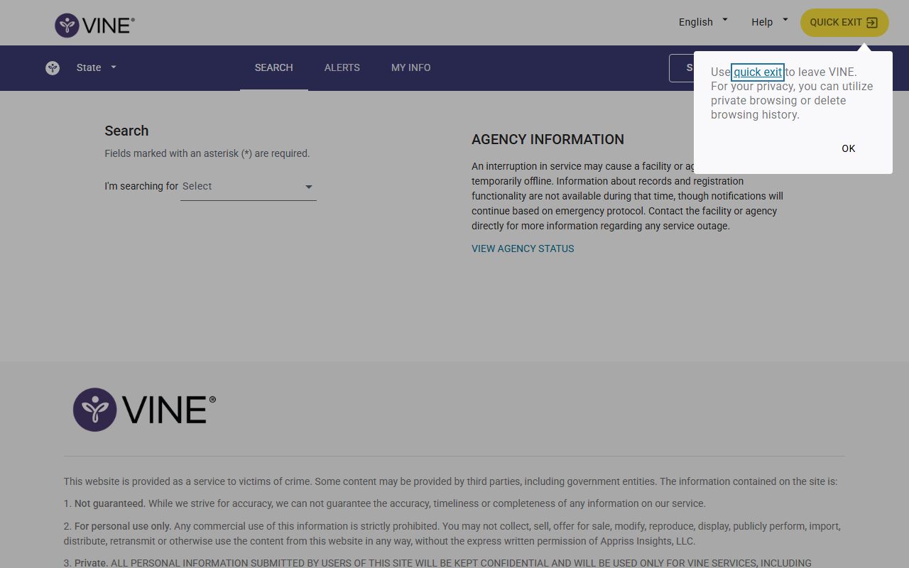 Hawaii SAVIN VINE inmate population search portal